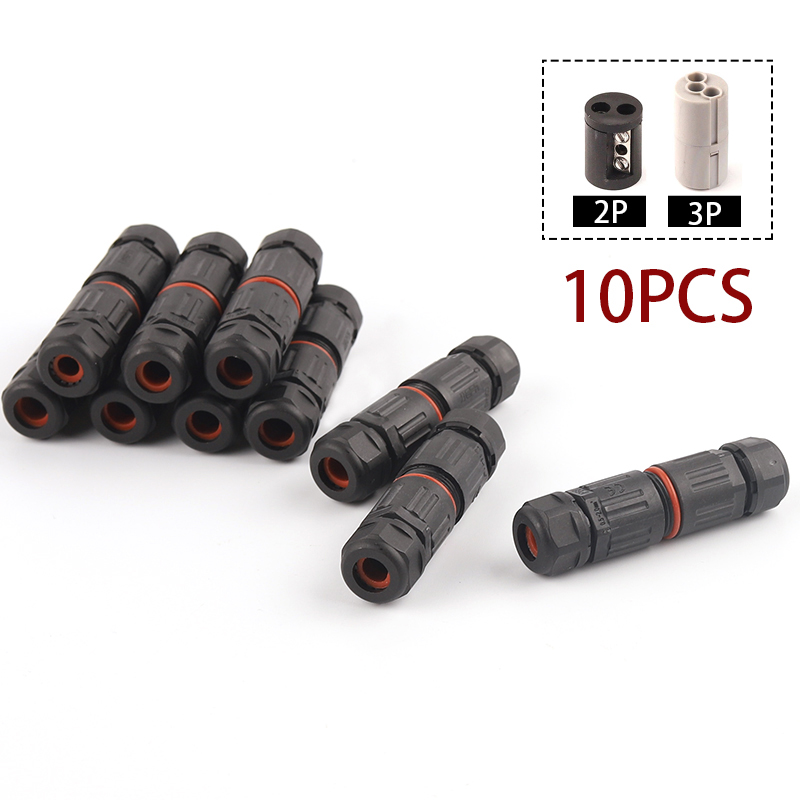 Outdoor Power Block - 10Pcs IP68 2/3 핀 방수 스트레이트