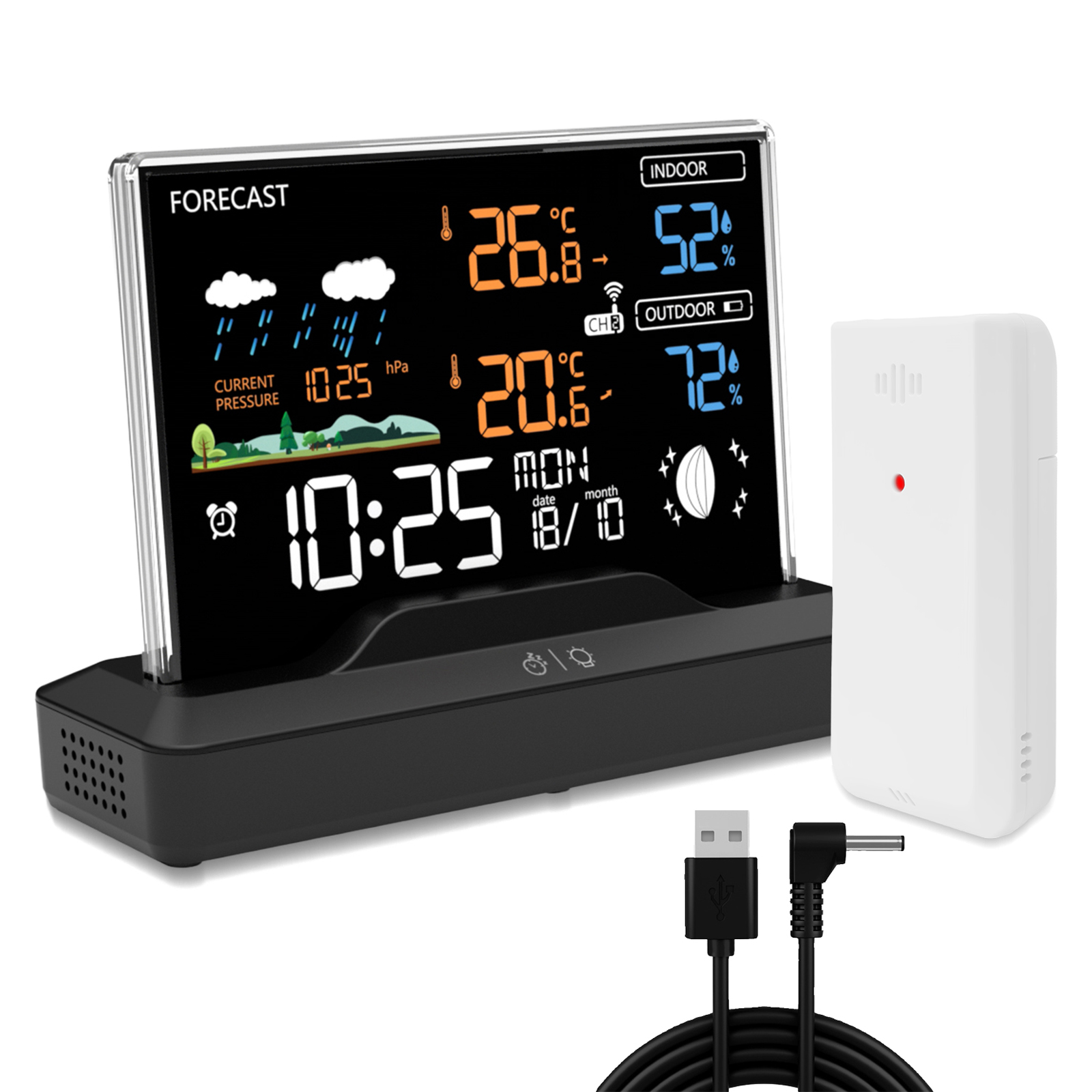 무선 기상 관측소 가정용 RF 알람 시계 VA 컬러 스 - Outdoor Power Tower 리뷰 및 가격