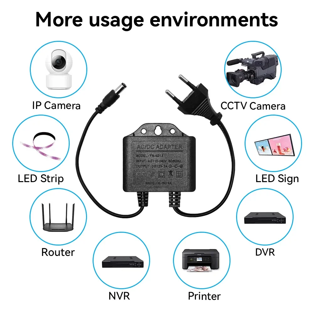 전원 어댑터 DC12V 2A 방수 EU 플러그 5.5x - Outdoor Power Plug In 리뷰 및 가격