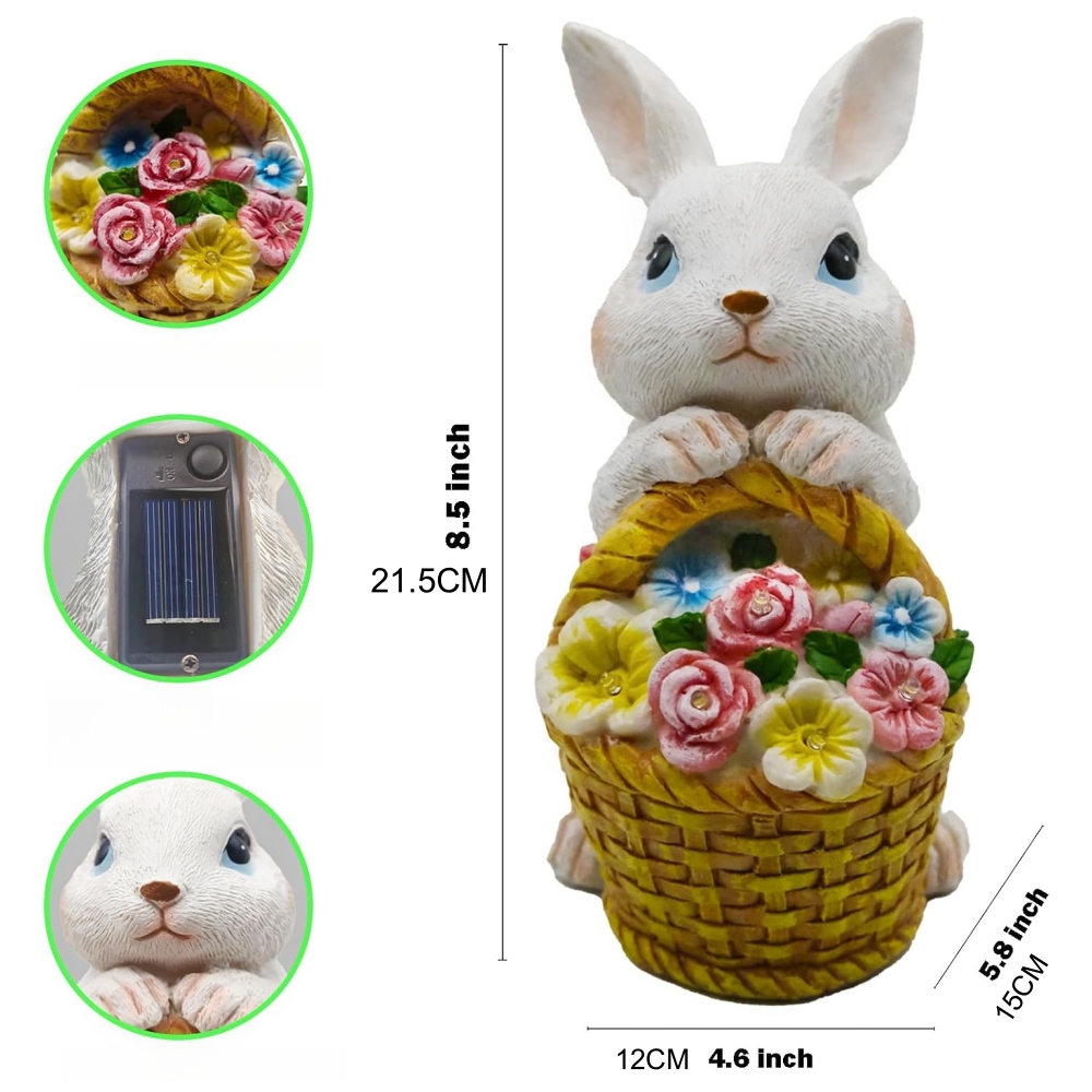태양열 토끼 정원 장식품, LED 조명이 있는 레진 토 - Outdoor Power Deals 리뷰 및 가격